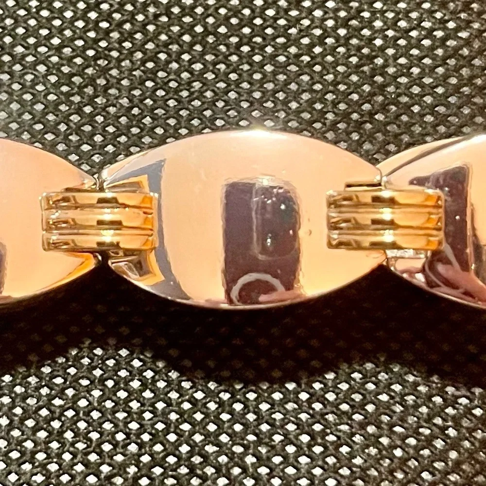 NWT Napier Two Tone Gold Silver Stretch Panel Link Bracelet Vintage Retro 80s
